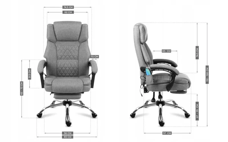 Fotel biurowy z masażem Mark Adler Boss 6.0 Grey