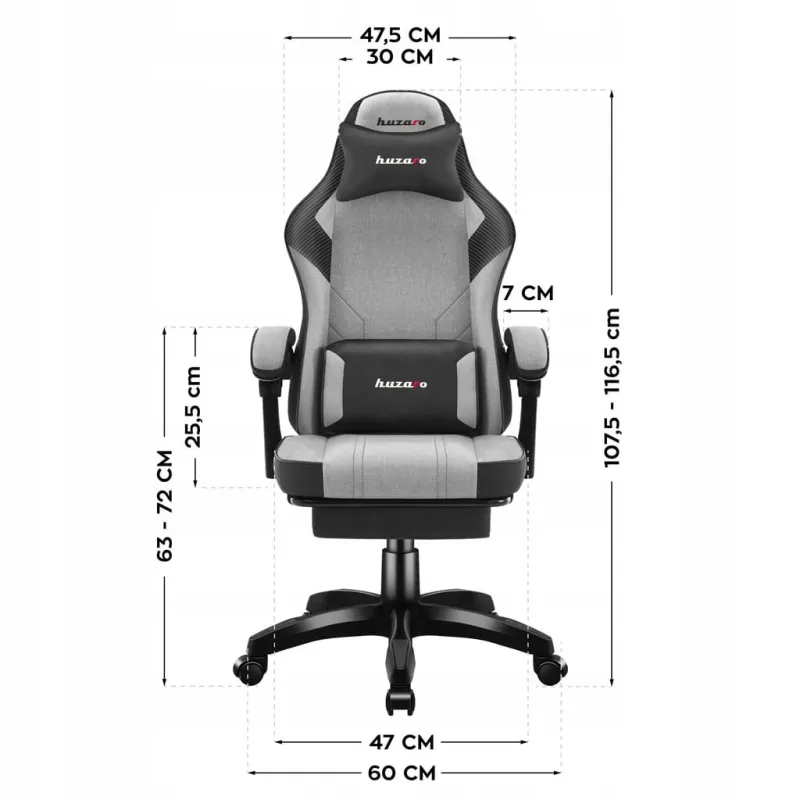 Fotel gamingowy Huzaro Force 3.7 Grey