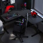 Biurko gamingowe narożne z regulacją wysokości Huzaro Hero 7.3 Black