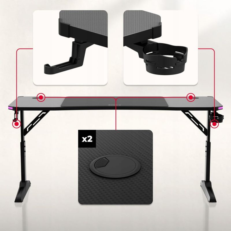 Biurko gamingowe Huzaro Hero 4.6 RGB Black 160 cm