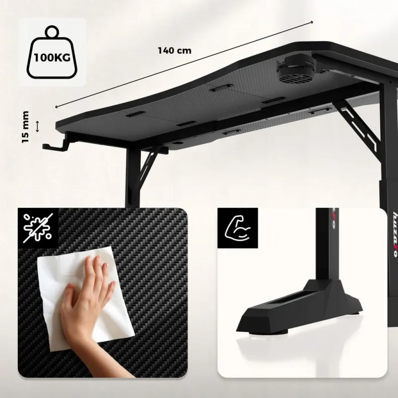 Biurko gamingowe Huzaro Hero 3.6 Black