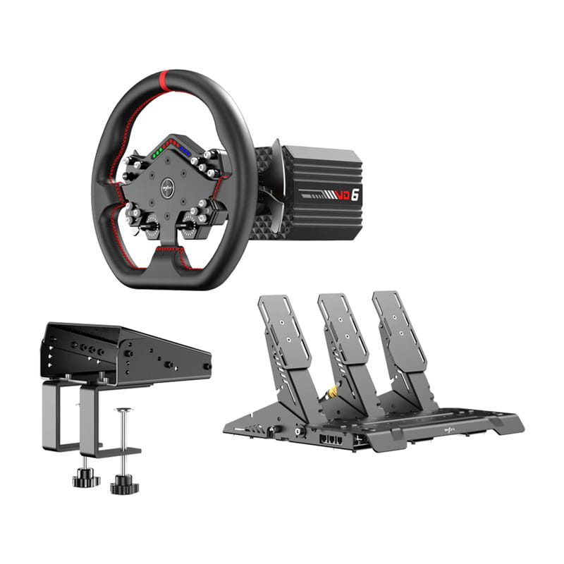 Zestaw gamingowy PXN VD6 Bundle DP – baza VD6 + kierownica WDS R2 + pedały + zacisk Z9