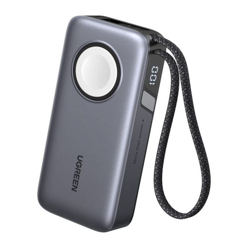 Powerbank UGREEN PB527 10000mAh 30W z kablem USB-C (szary)