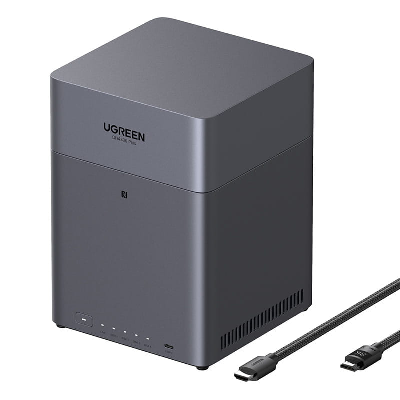 Serwer plików NAS Ugreen DH4300 Plus, 4-dyskowy, A76+A55, 8GB DDR4, 2.5GbE, 4K + kabel HDMI