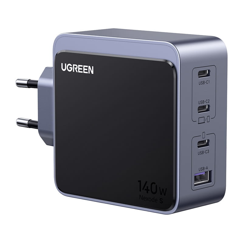 Ładowarka sieciowa UGREEN Nexode S 140W 3xUSB-C USB-A GaN (szara)