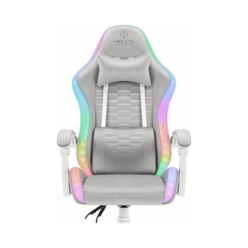 Fotel gamingowy Hell's Chair HC-1000 szary tkanina LED RGB z poduszkami