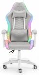 Fotel gamingowy Hell's Chair HC-1000 szary tkanina LED RGB z poduszkami
