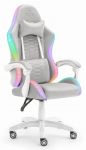 Fotel gamingowy Hell's Chair HC-1000 szary tkanina LED RGB z poduszkami