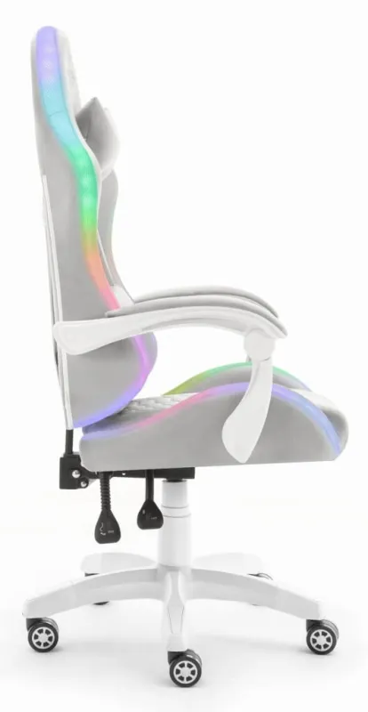 Fotel gamingowy Hell's Chair HC-1000 szary tkanina LED RGB z poduszkami