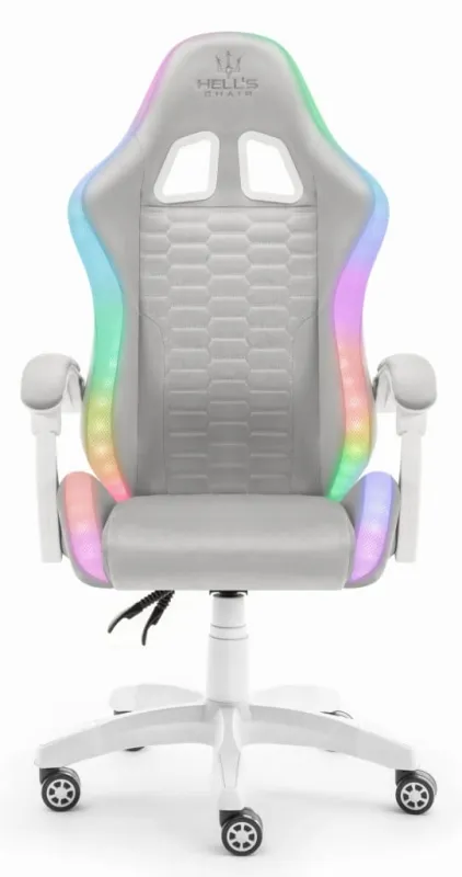 Fotel gamingowy Hell's Chair HC-1000 szary tkanina LED RGB z poduszkami