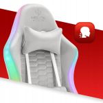 Fotel gamingowy Hell's Chair HC-1000 szary tkanina LED RGB z poduszkami