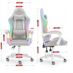 Fotel gamingowy Hell's Chair HC-1000 szary tkanina LED RGB z poduszkami