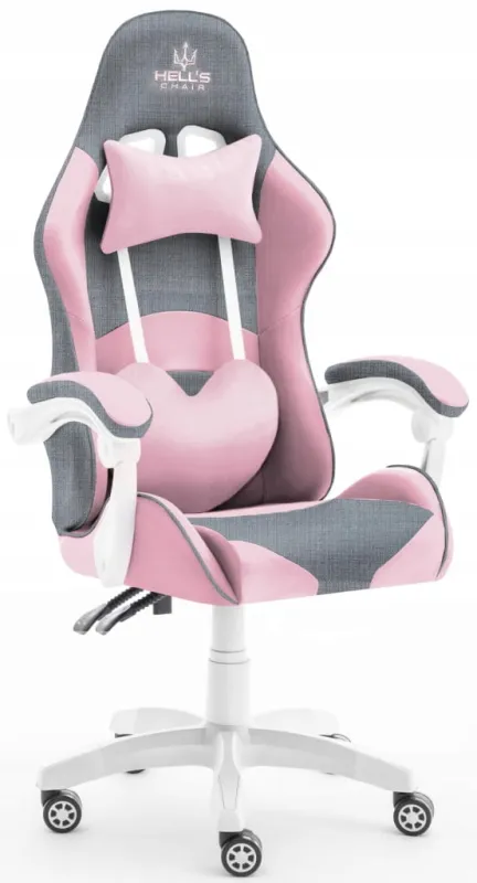 Fotel gamingowy HELL'S CHAIR Rainbow Pink- Gray tkanina