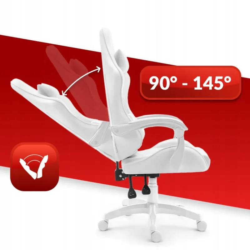Fotel gamingowy Hell's Chair HC-1000 White skóra sztuczna biały
