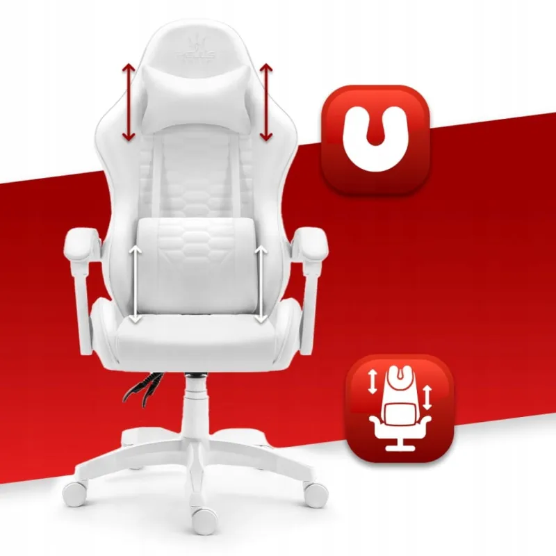 Fotel gamingowy Hell's Chair HC-1000 White skóra sztuczna biały