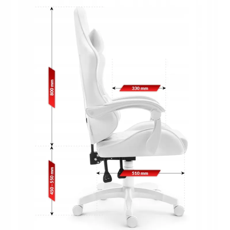 Fotel gamingowy Hell's Chair HC-1000 White skóra sztuczna biały