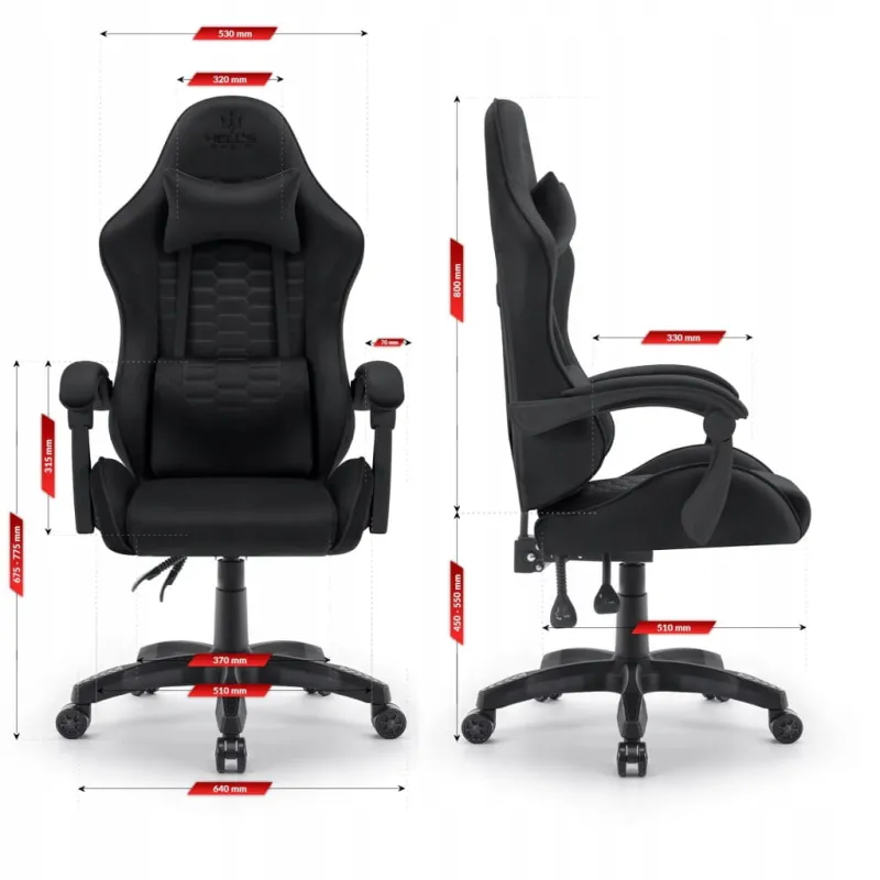 Fotel gamingowy Hell's Chair HC-1000 Black tkanina czarny