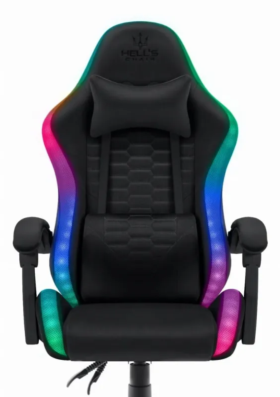 Fotel gamingowy HELL'S CHAIR HC- 1000 Black Tkanina LED RGB tkanina czarny