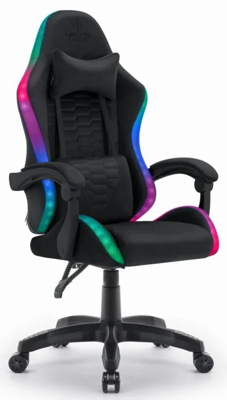 Fotel gamingowy HELL'S CHAIR HC- 1000 Black Tkanina LED RGB tkanina czarny