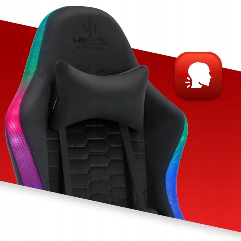 Fotel gamingowy HELL'S CHAIR HC- 1000 Black Tkanina LED RGB tkanina czarny