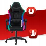 Fotel gamingowy HELL'S CHAIR HC- 1000 Black Tkanina LED RGB tkanina czarny