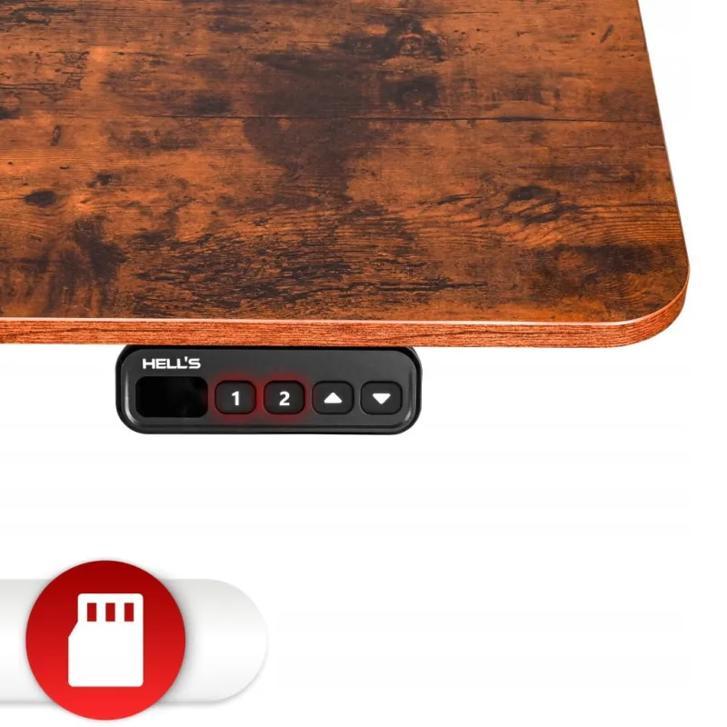 Biurko elektryczne z regulacją wysokości Hells Chair Rustic Brown 120x60 cm