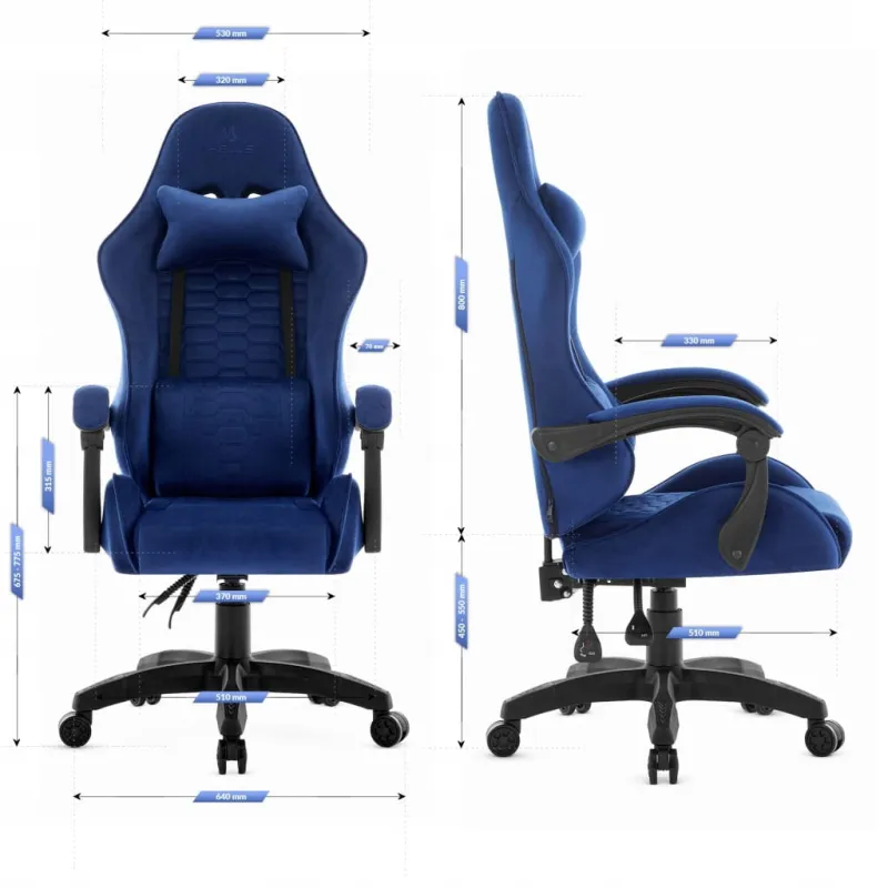 Fotel gamingowy HELL'S CHAIR HC- 1000 Granatowy tkanina